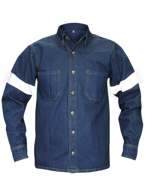 camisola casual mezclilla con cinta reflejante