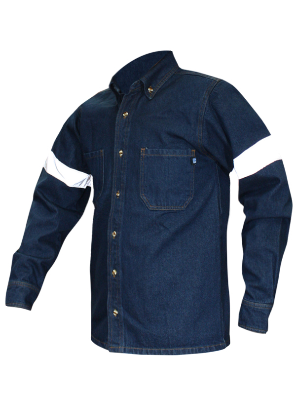 camisola casual mezclilla con cinta reflejante