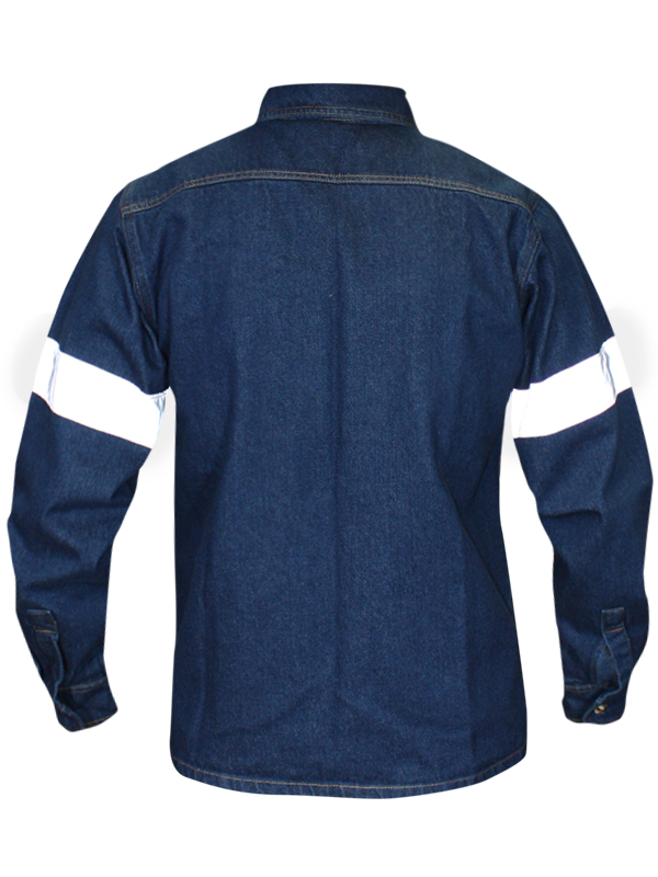 camisola casual mezclilla con cinta reflejante